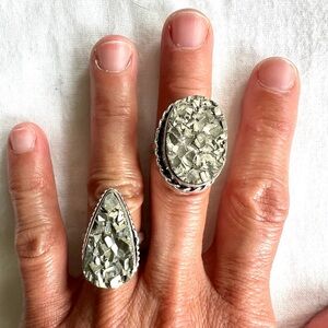 925 Money Magnet! Cubed Pyrite Ring Sz 6